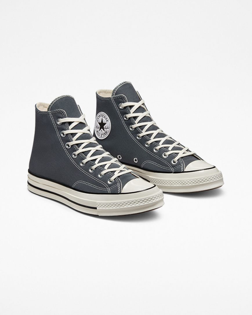 Zapatillas Altas Converse Chuck 70 Vintage Canvas Hombre Gris Negras | PE W8P4L5